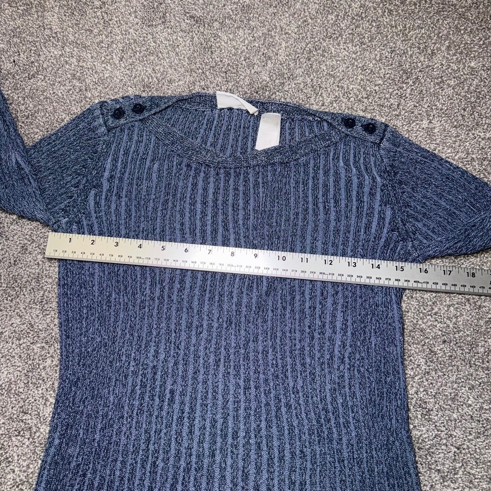 Liz Claiborne Lizwear Jeans Blue Ribbed Knit Sweater Boatneck - Size Small - Picture 5 of 11
